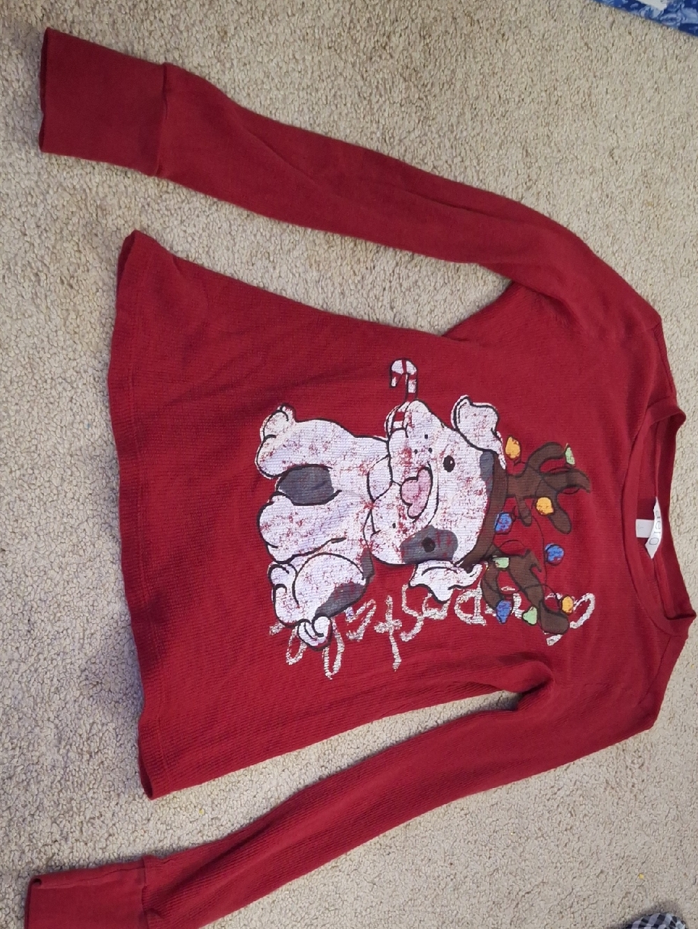 Women’s Red Long Sleeve Holiday Graphic Tee